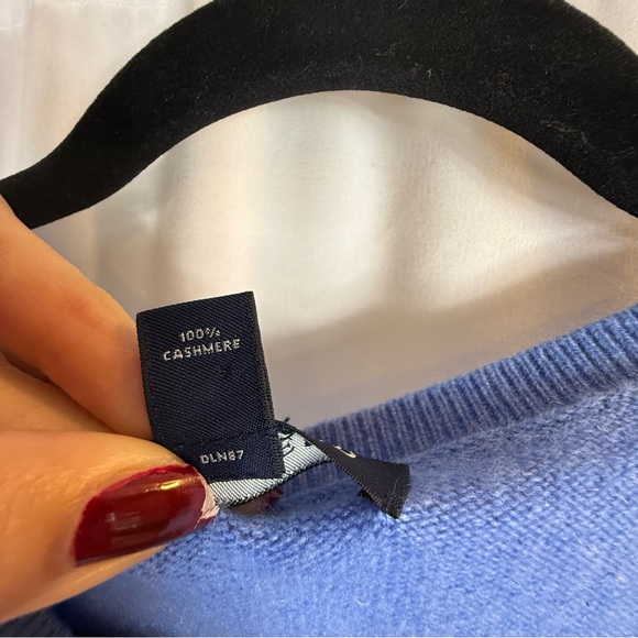 Lands' End Knit Sweater Tee Sz:L Blue Stretch Office Career 100% cashmere - Picture 5 of 12